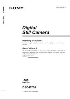 Sony DSC D 700 manual. Camera Instructions.